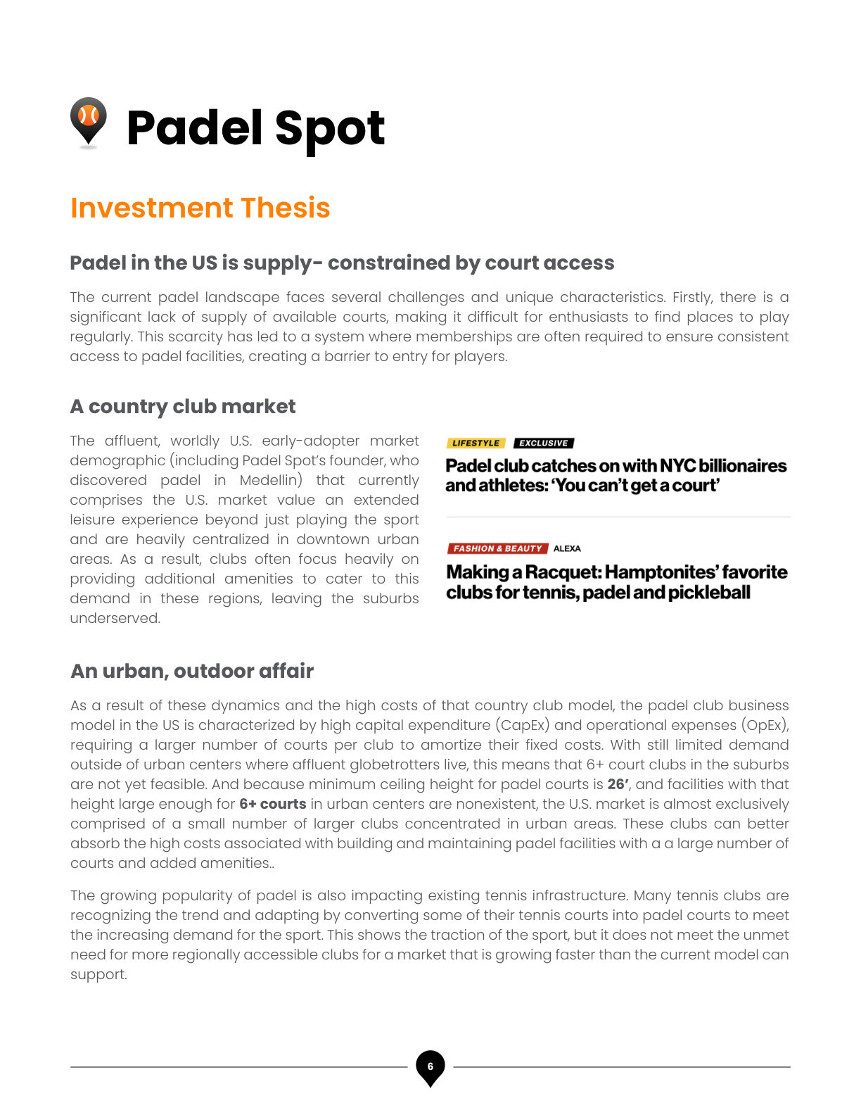 Padel Spot Business Plan, page 9